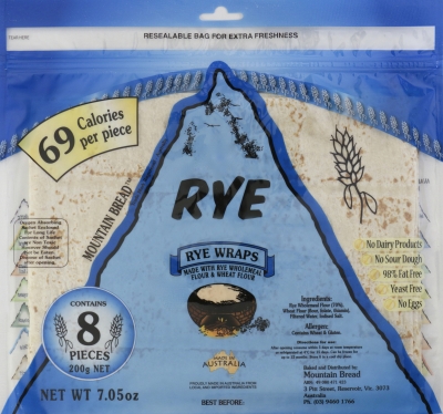 Mountain Bread Rye Wraps 8 Pack 200g