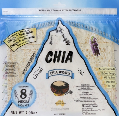 Mountain Bread Chia Wraps 8 Pack 200g