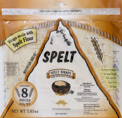 Mountain Bread Spelt Wraps 8 Pack 200g