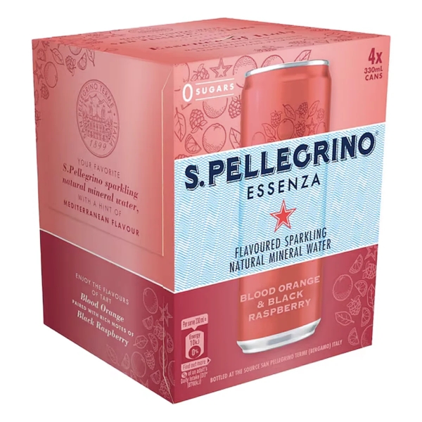 San Pellegrino Essenza Blood Orange & Black Raspberry 4 x 330ml