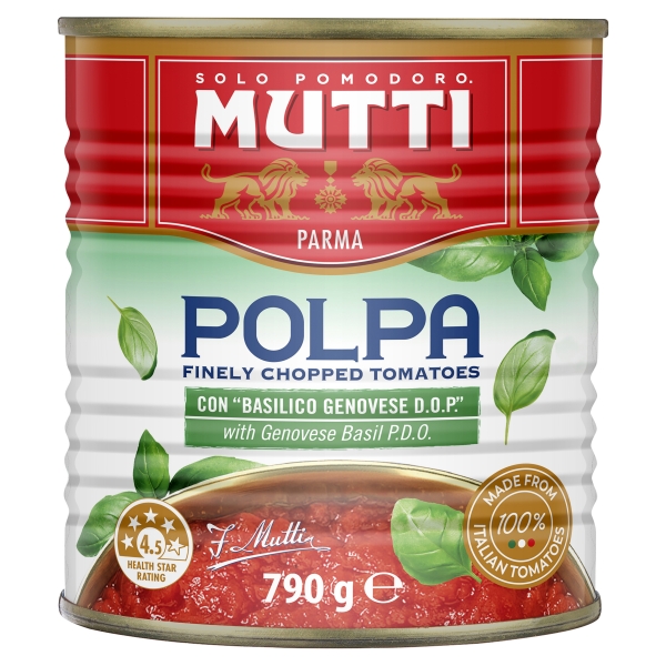 Mutti Polpa Finely Chopped Tomatoes With Basil 790g