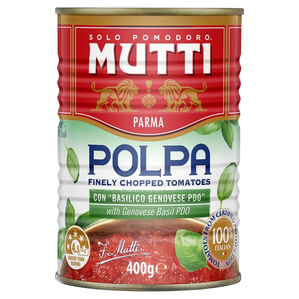 Mutti Polpa Finely Chopped Tomatoes With Basil 400g