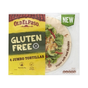 Old El Paso Gluten Free Tortilla Jumbo 4 Pack 215g