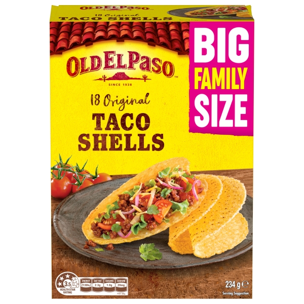 Old El Paso Taco Shells Original 18 Pack 234g