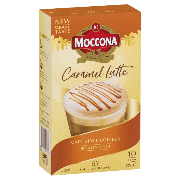 Moccona Coffee Sachets Caramel Latte 10 Pack