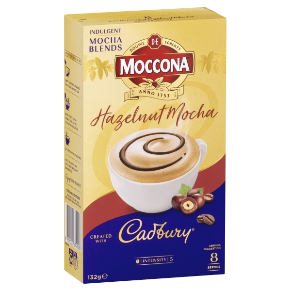 Moccona Cadbury Sachets Hazelnut Mocha 8 Pack