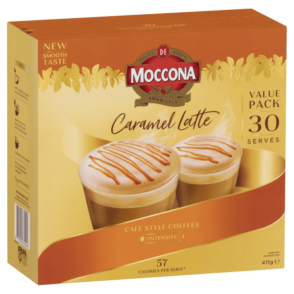 Moccona Coffee Sachets Caramel Latte 30 Pack