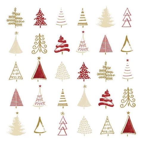 Ambiente Luncheon Napkins Christmas Tree Doodles Red 20 Pack