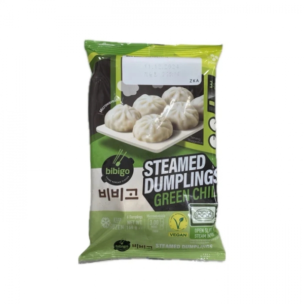 Bibigo Frozen Steamed Dumplings Green Chilli 168g