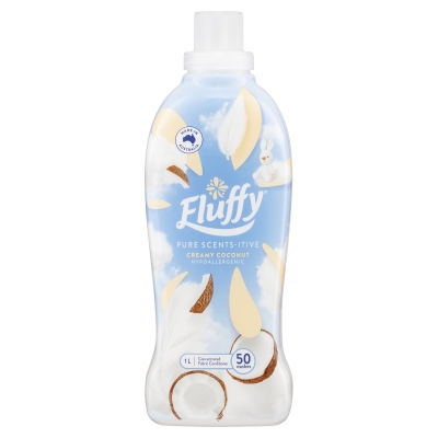 Fluffy Fabric Softener Pure Scents Creamy Coconut 1lt