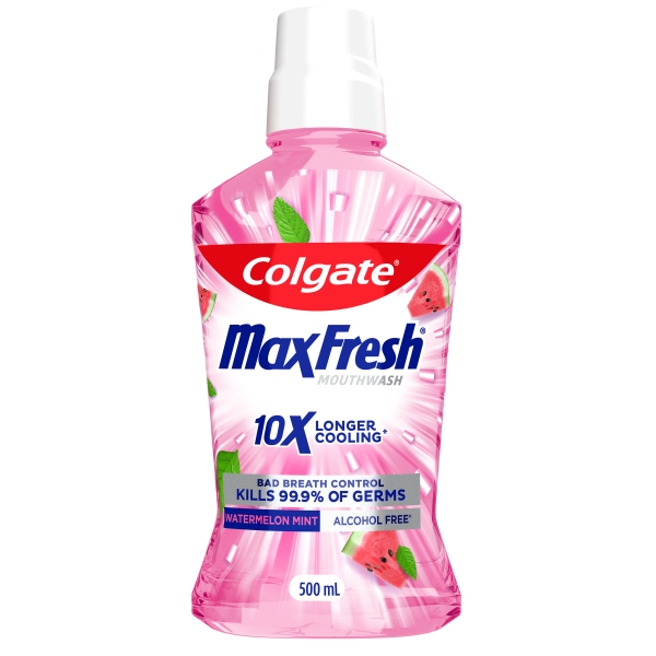 Colgate Mouthwash Max Fresh Watermelon Mint Alcohol Free 500ml