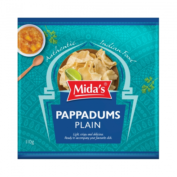 Mida's Pappadums Plain 110g