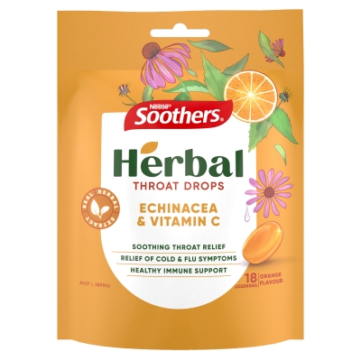 Soothers Herbal Lozenges Echinacea + Vitamin C 18 Pack