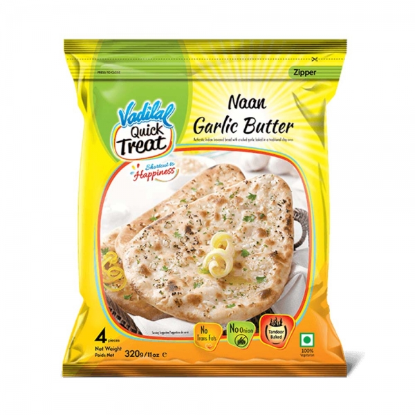 Vadilal Frozen Naan Garlic Butter 4 Pack 320g