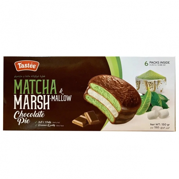 Tastee Marshmallow Chocolate Pie Matcha 6 Pack 150g