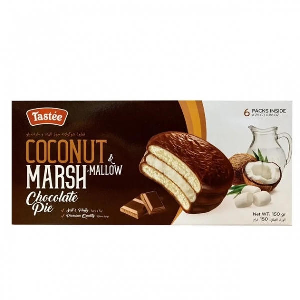 Tastee Marshmallow Chocolate Pie Coconut 6 Pack 150g