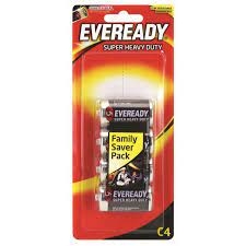 Eveready Batteries Super Heavy Duty Black C 4 Pack