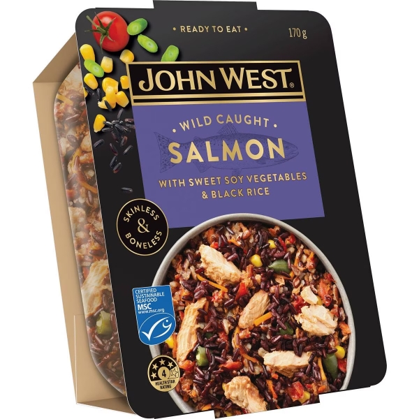 John West Salmon Bowl Sweet Soy, Vegetables & Black Rice 170g