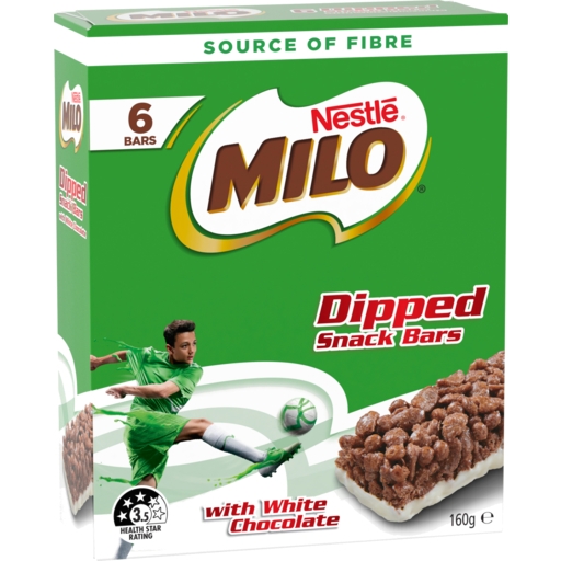 Nestle Milo Snack Bars Dipped In White Chocolate 6 Pack 160g