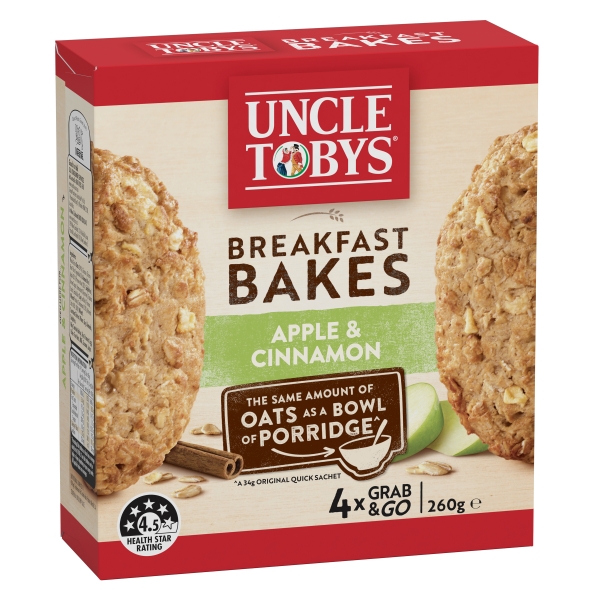 Uncle Tobys Breakfast Bakes Apple & Cinnamon 4 Pack 260g