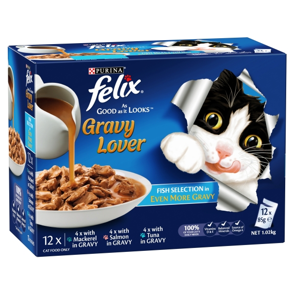 Purina Felix As Good As It Looks Gravy Lover Fish Selection 12 x 85g 