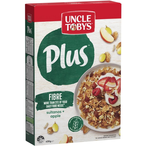 Uncle Tobys Plus Fibre Cereal 430g