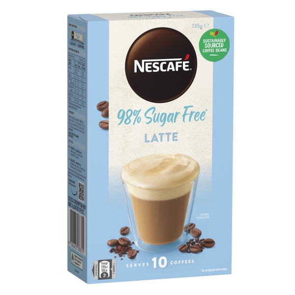 Nescafe Sachets Latte 98% Sugar Free 10 Pack