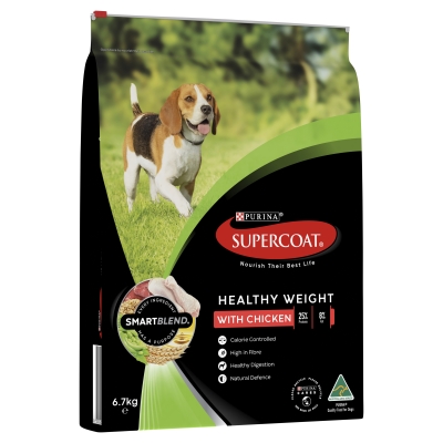 Purina Supercoat Dry Dog Food Adult Healthy Weight With Chicken 6.7kg