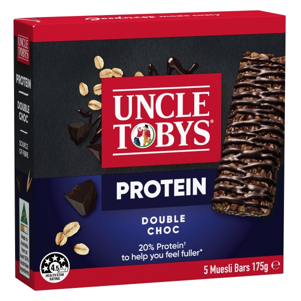 Uncle Tobys Protein Bar Double Choc 5 Pack 175g