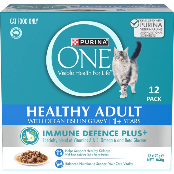 Purina One Adult Cat Food Ocean Fish 12 x 70g