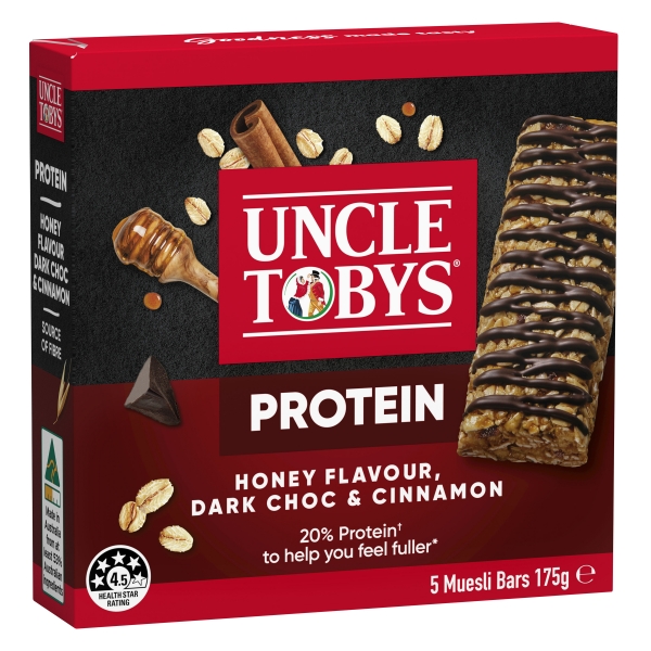 Uncle Tobys Protein Bars Dark Chocolate 5 Pack 175g