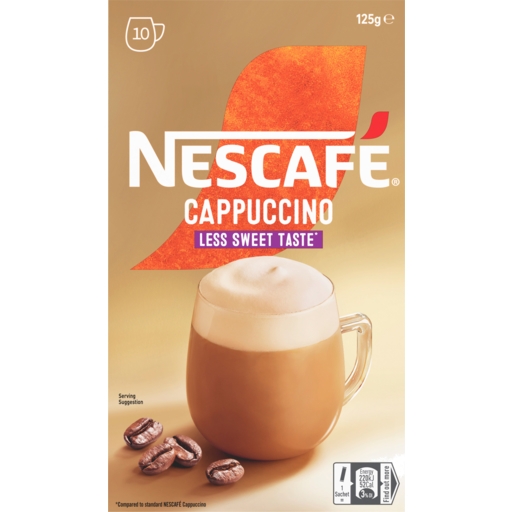 Nescafe Sachets Less Sweet Cappuccino Coffee 10 Pack