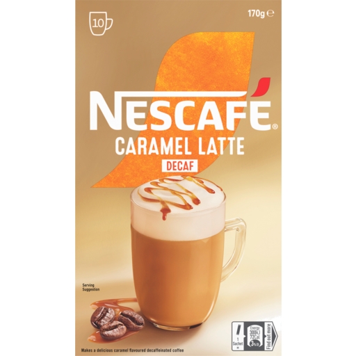 Nescafe Decaf Caramel Latte Coffee Sachets 10 Pack