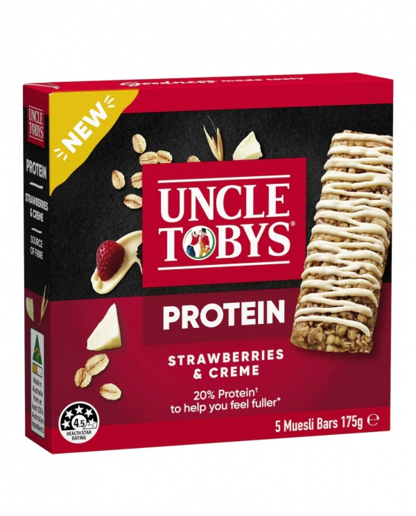 Uncle Toby's Protein Muesli Bars Strawberries & Creme 5 Pack 175g