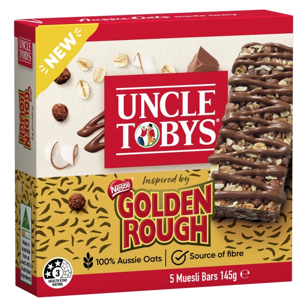 Uncle Tobys Muesli Bars Golden Rough 5 Pack 145g