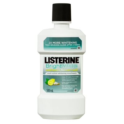 Listerine Mouthwash Bright White Multi-Action Whitening 500ml