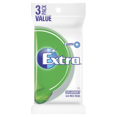 Wrigley's Chewing Gum Extra Spearmint Sugar Free 3 Pack 81g