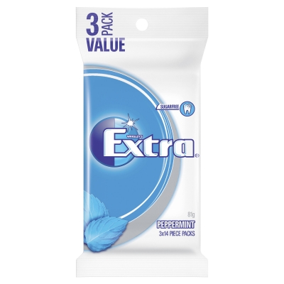 Wrigley's Chewing Gum Extra Peppermint Sugar Free 3 Pack 81g