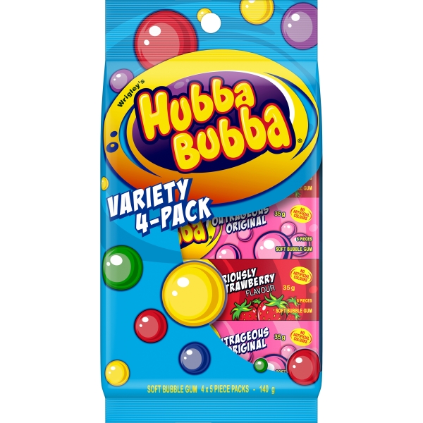 Hubba Bubba Soft Bubble Gum Variety 4 Pack 140g