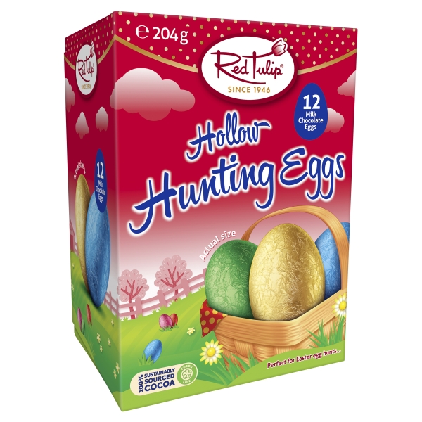 Red Tulip Hollow Hunting Eggs 12 Pack 204g