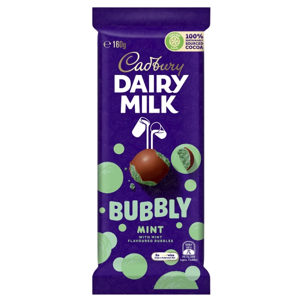 Cadbury Dairy Milk Chocolate Bubbly Block Mint 160g