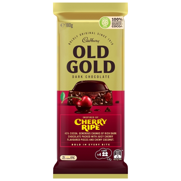 Cadbury Old Gold Block Cherry Ripe 180g