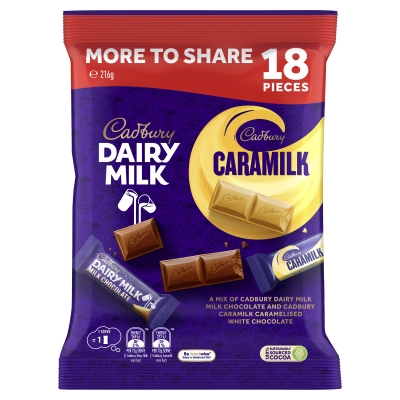 Cadbury Dairy Milk & Caramilk Share Pack 18 Pack 216g