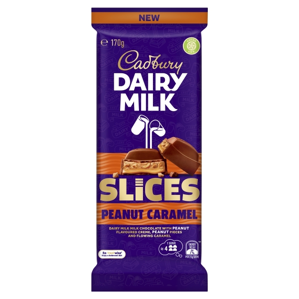 Cadbury Dairy Milk Slices Block Peanut Caramel 170g