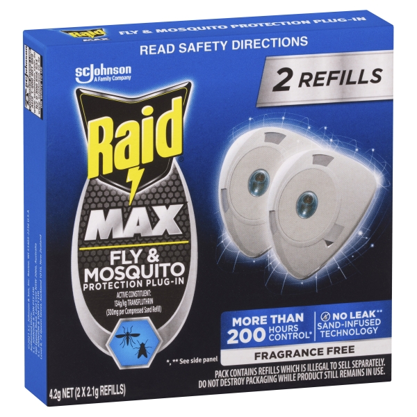 Raid MAX Fly & Mosquito Indoor Protection Plug In Refill 2 Pack 4.2g