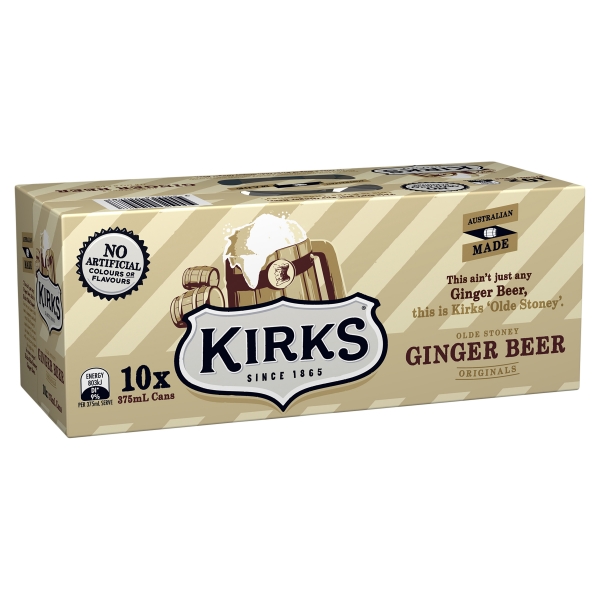 Kirks Old Stoney Ginger Beer 10 x 375ml Cans