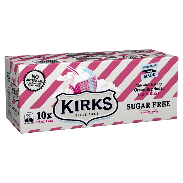 Kirks Creaming Soda Sugar Free 10 x 375ml Cans