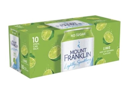 Mount Franklin Lightly Sparkling Lime No Sugar 10 x 375ml