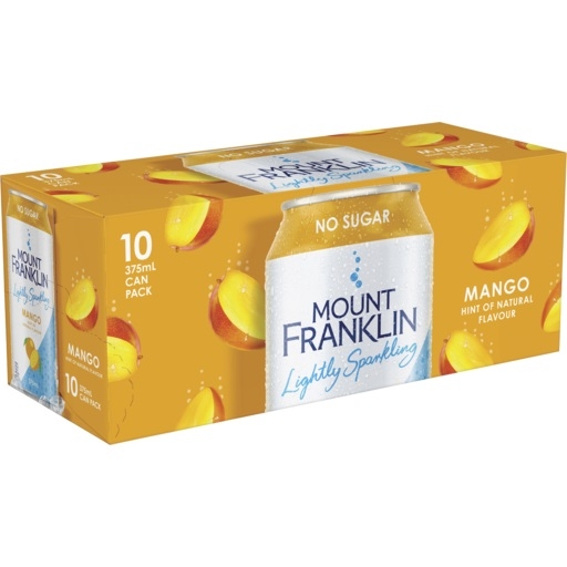 Mount Franklin Lightly Sparkling Mango No Sugar 10 x 375ml