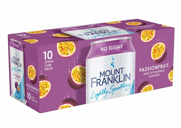 Mount Franklin Lightly Sparkling Passionfruit No Sugar 10 x 375ml